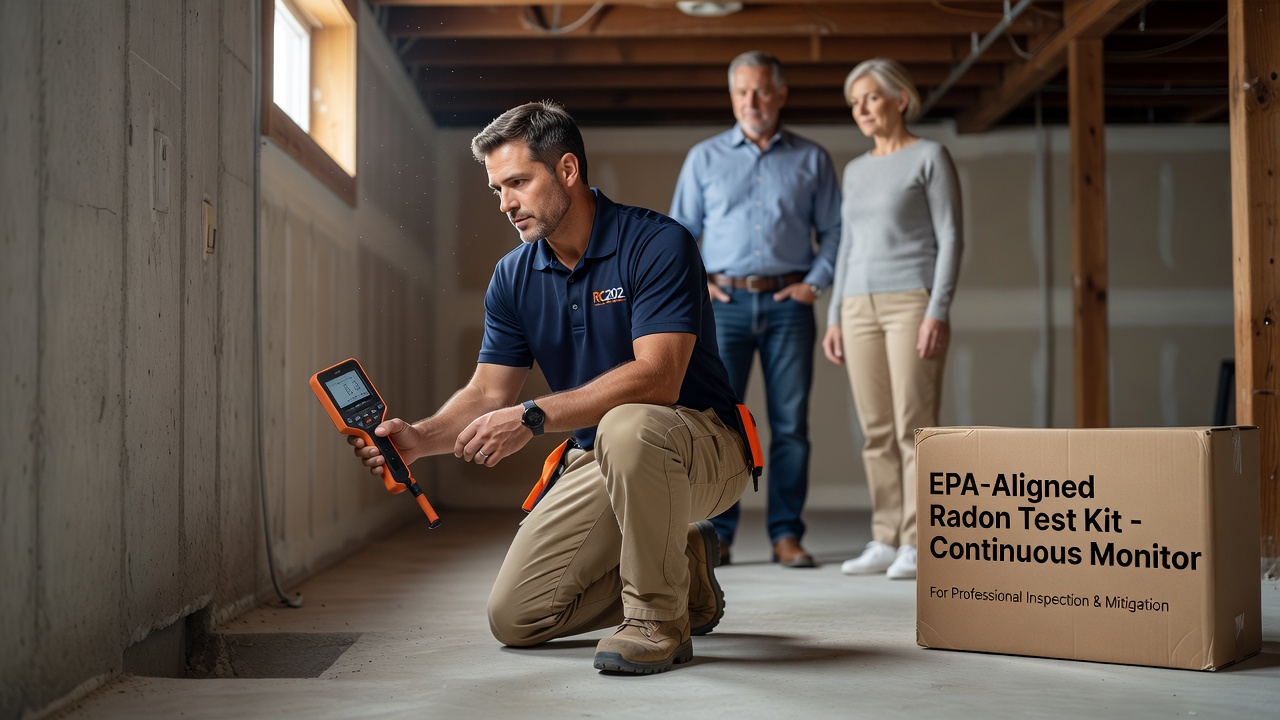 radon test kit continuous monitor professional inspection