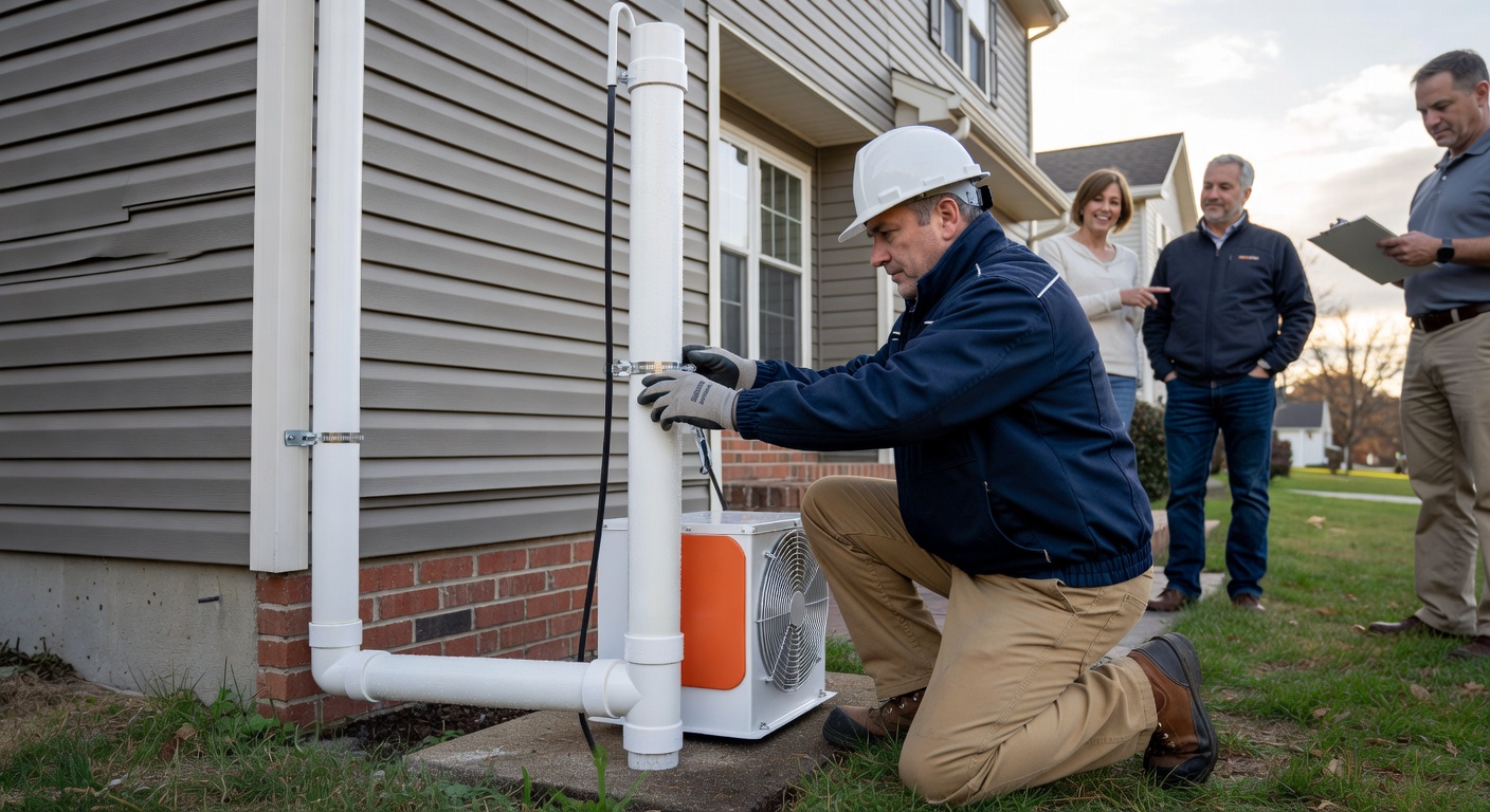 radon mitigation fan PVC pipe exterior installation
