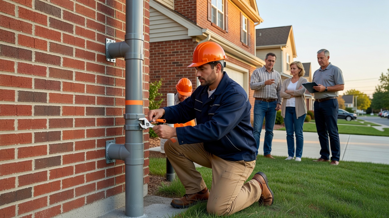 radon mitigation system PVC pipe exterior home installation