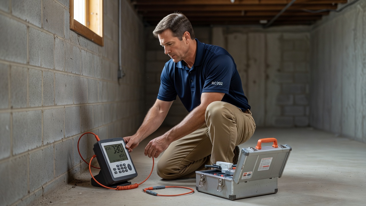 radon technician testing pCi/L monitor Ohio home