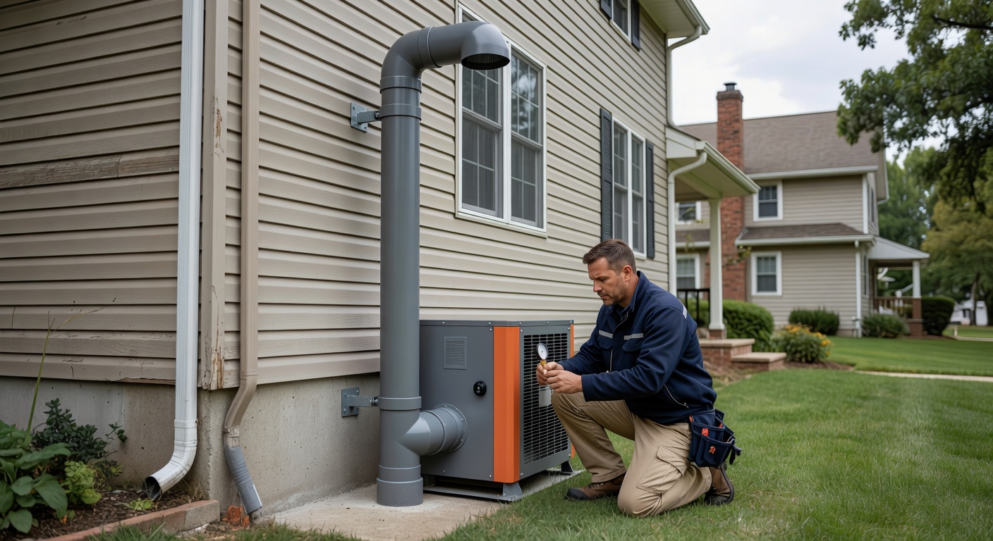 radon mitigation fan vent pipe exterior house