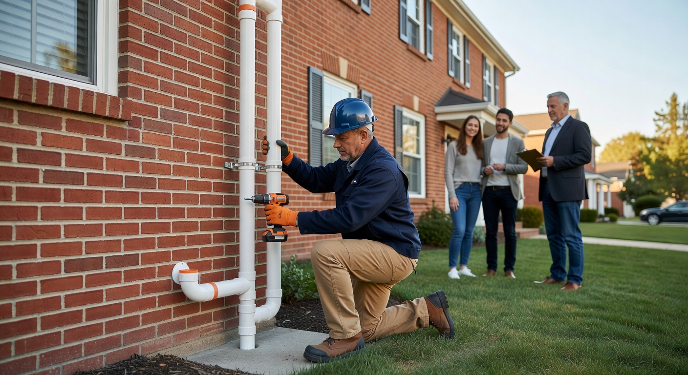 radon mitigation system PVC pipe exterior Ohio home