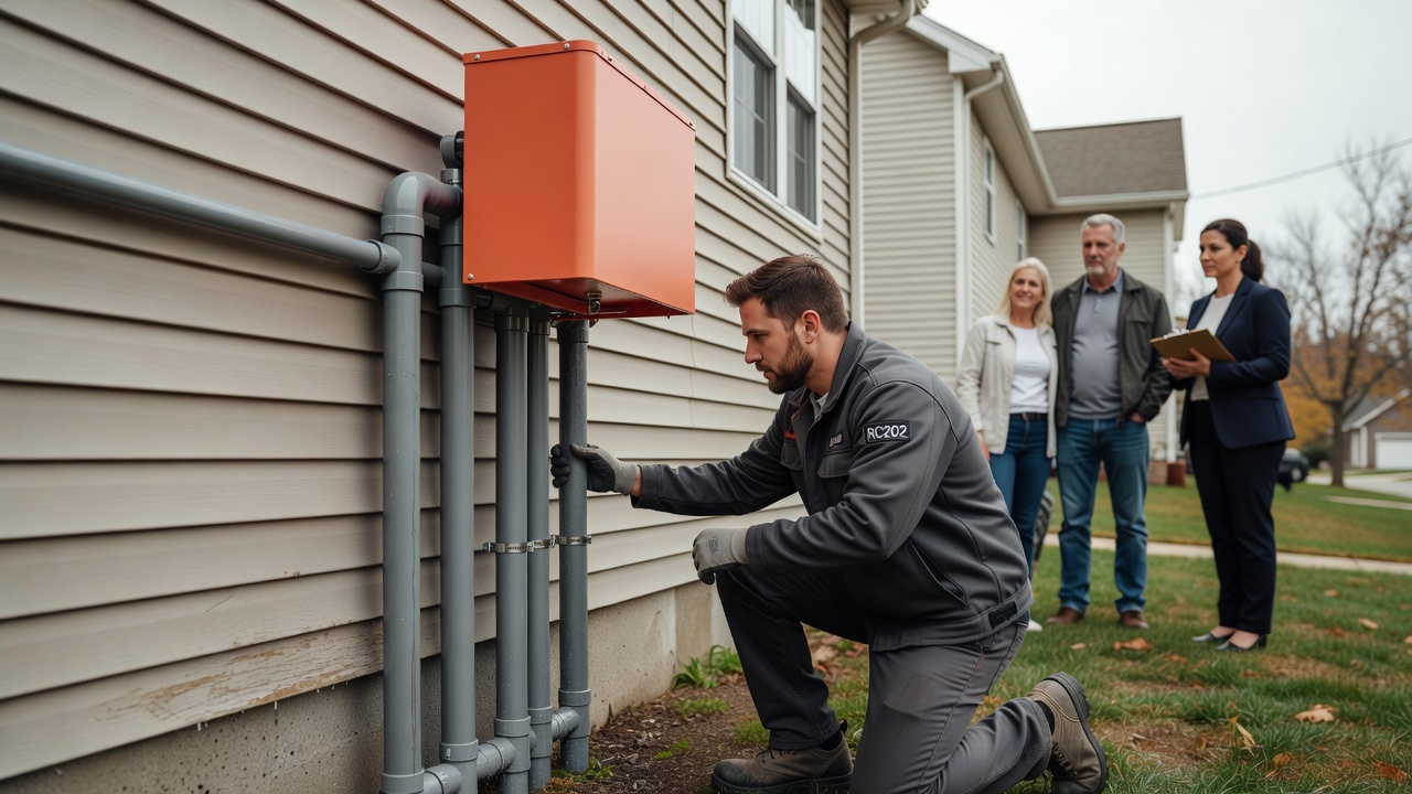 radon fan PVC pipe exterior wall mitigation