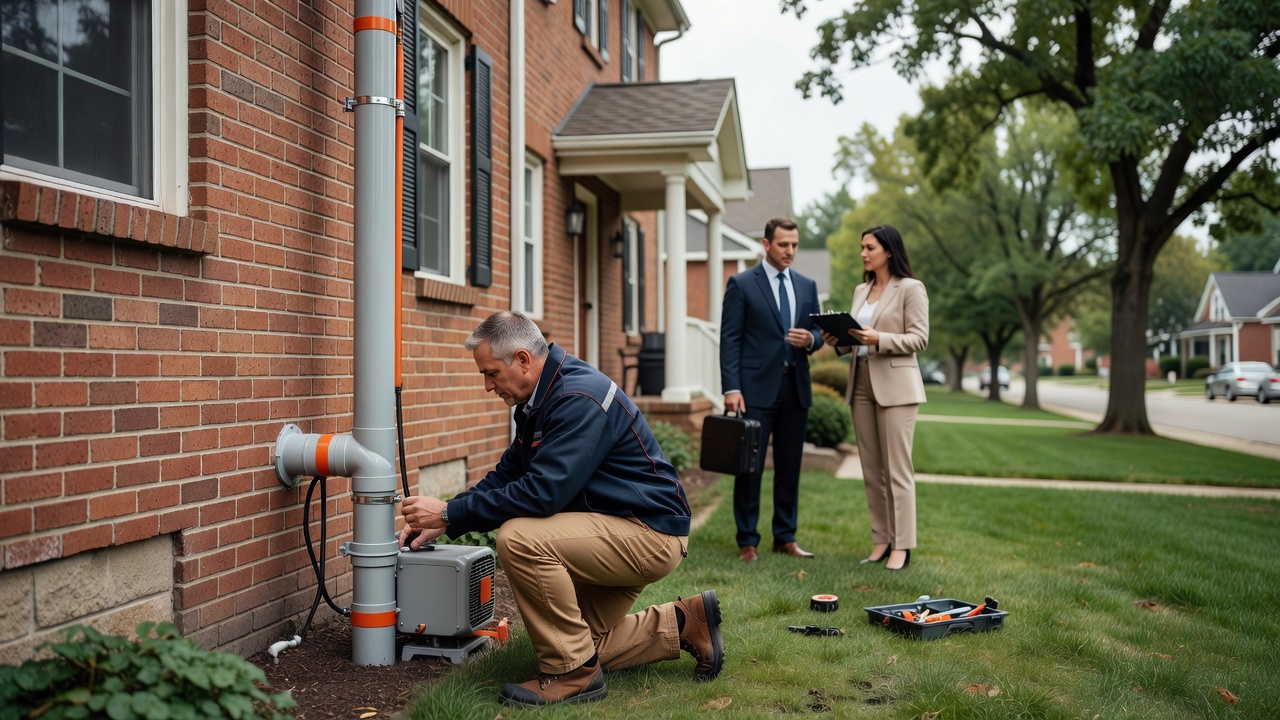 radon mitigation pipe system exterior Ohio house