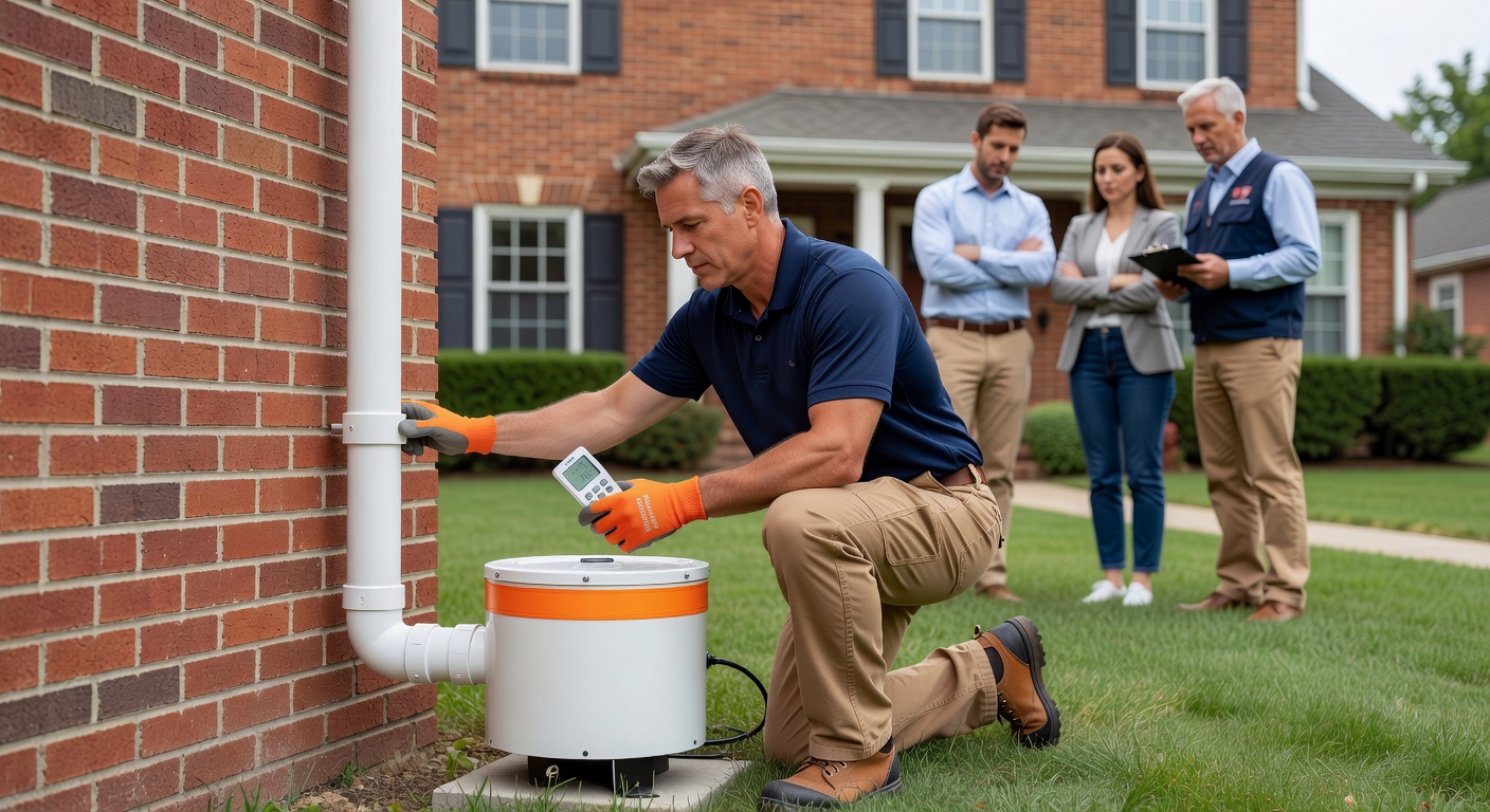 radon mitigation pipe fan exterior house Ohio