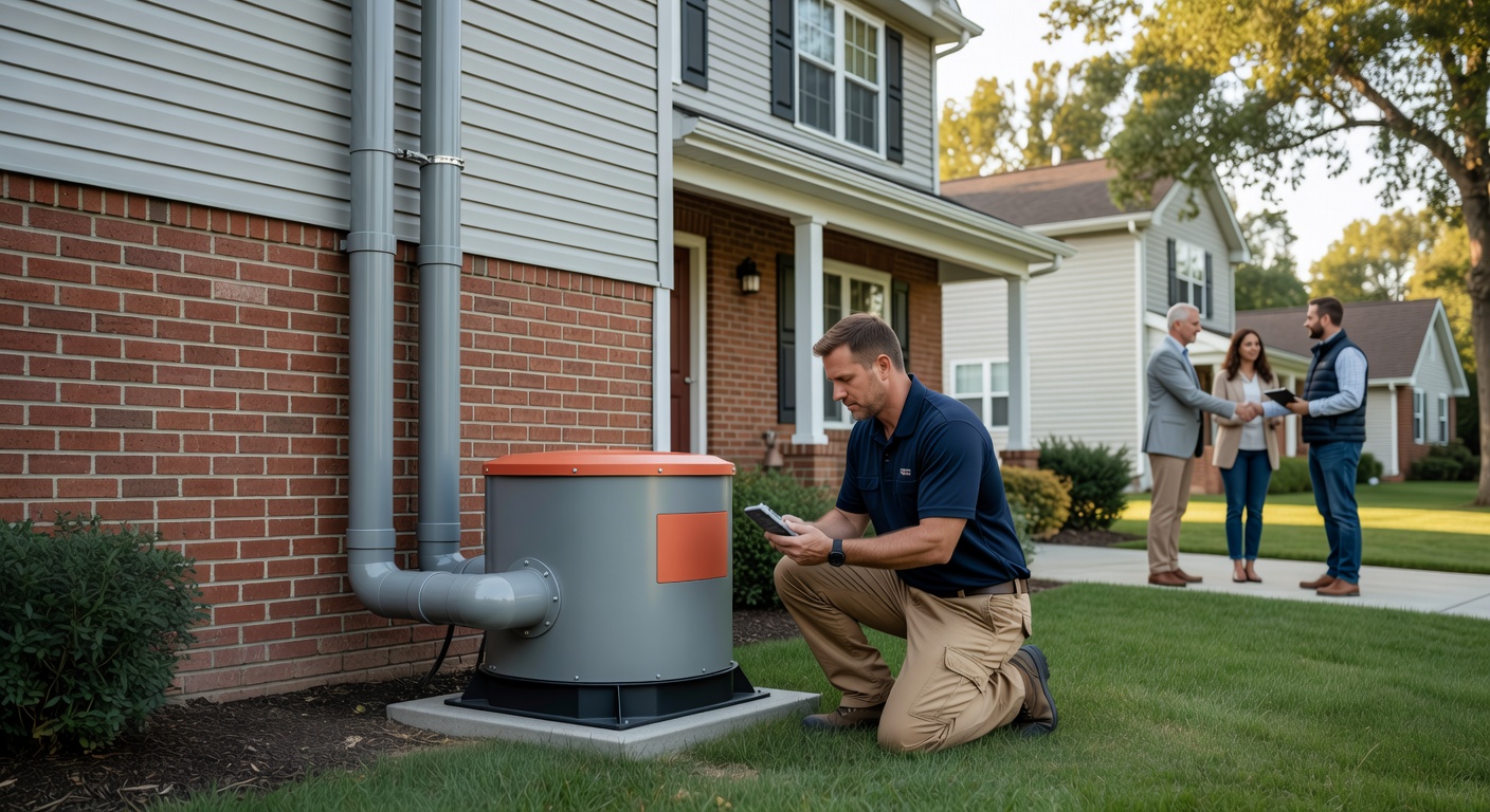 radon mitigation fan pipe system exterior home
