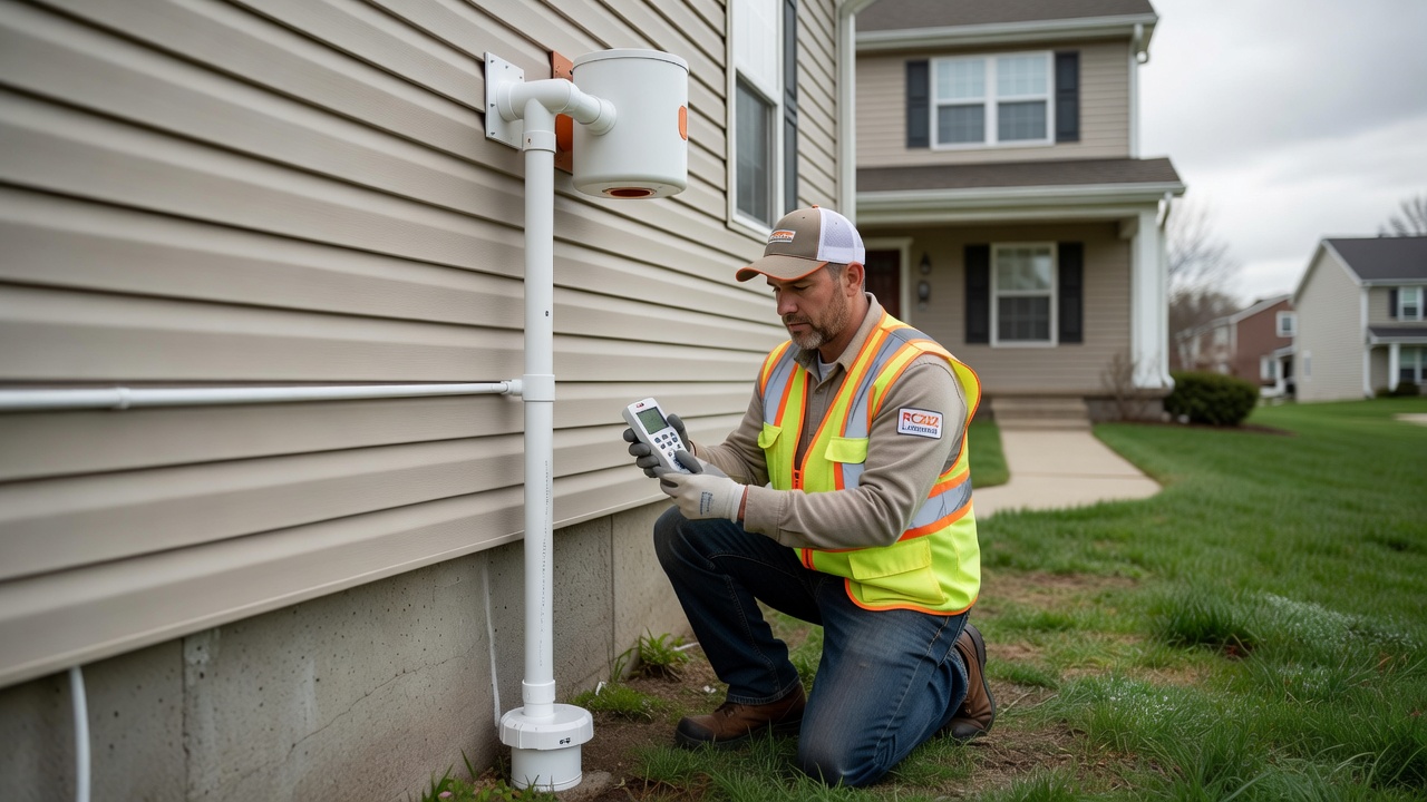radon mitigation fan PVC pipe exterior installation