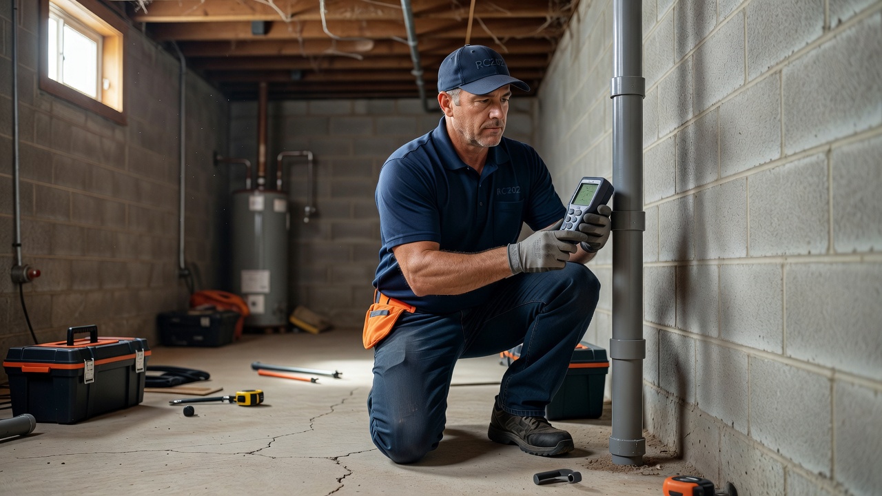 radon mitigation technician testing meter
