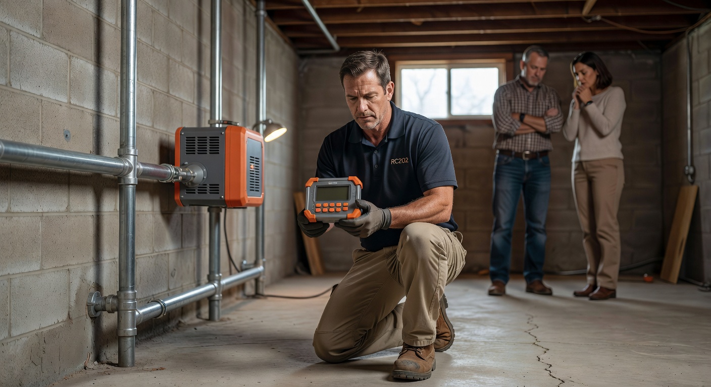 radon professional technician testing meter home inspection