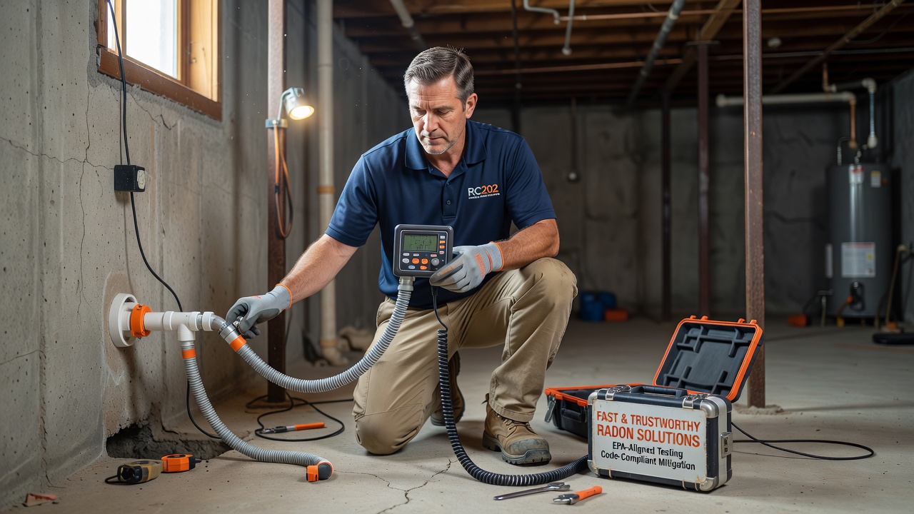 radon mitigation diagnostic testing technician basement