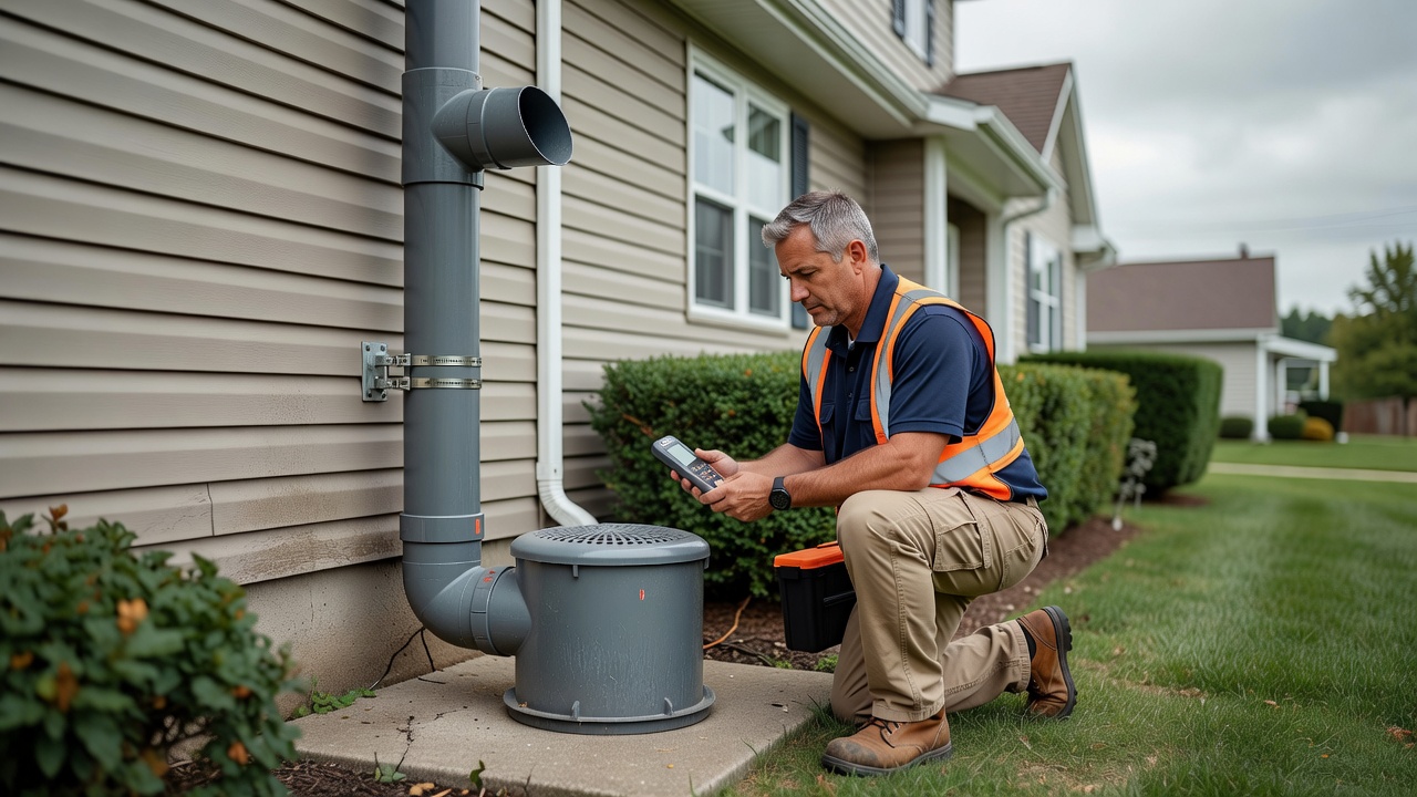 radon mitigation fan PVC pipe exterior home Ohio