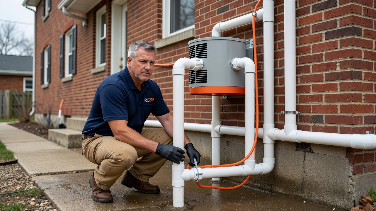 radon fan PVC pipe exterior installation Youngstown home