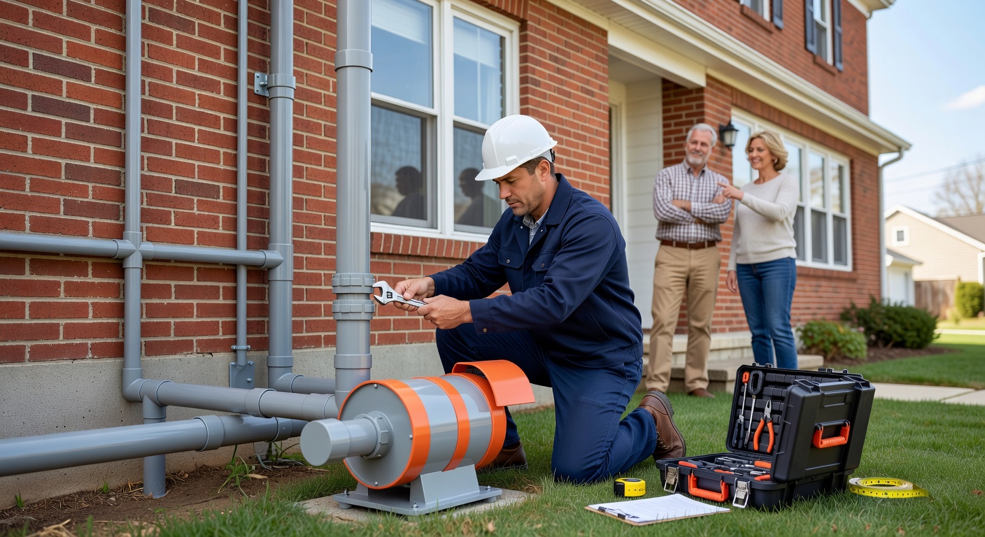 radon fan PVC pipe exterior installation Ohio home