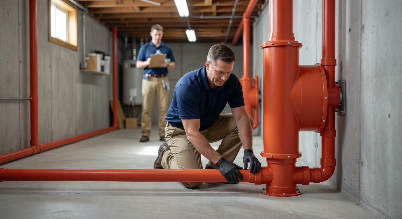 radon mitigation fan pipe basement professional installation