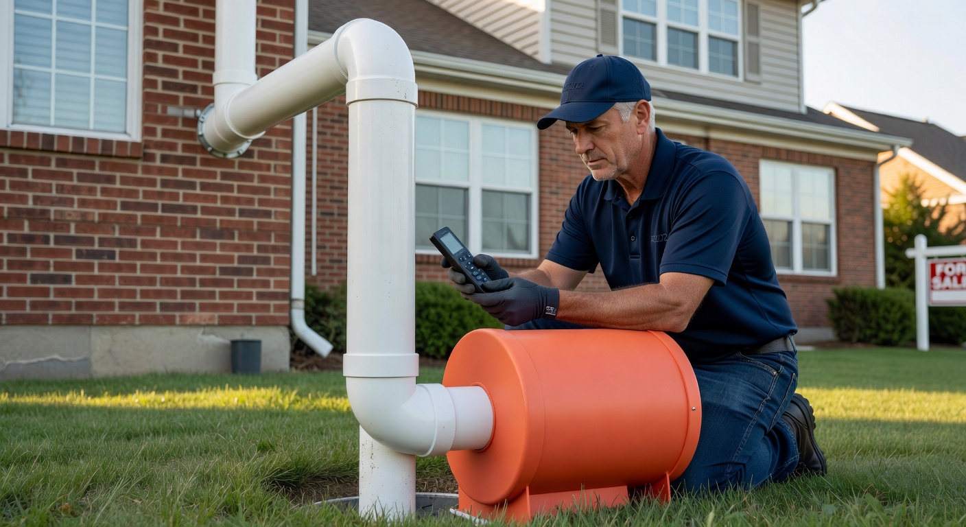 radon mitigation fan exterior pipe residential home