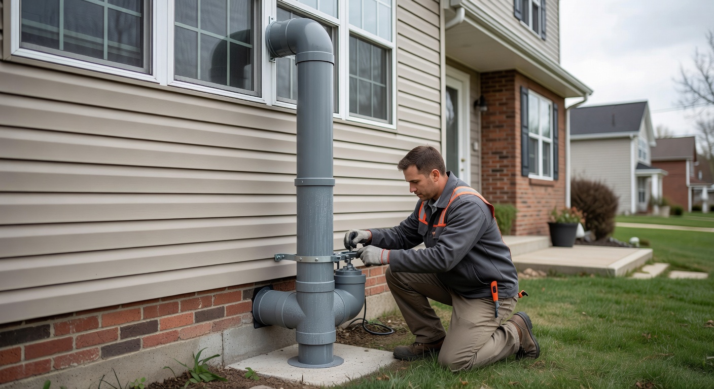 radon fan exhaust pipe exterior home Ohio