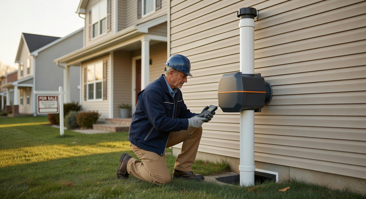 radon mitigation fan pipe exterior installation