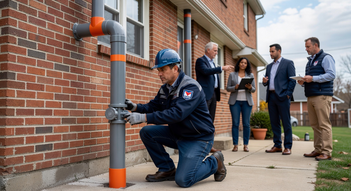 radon mitigation system pipe exterior Ohio home installation