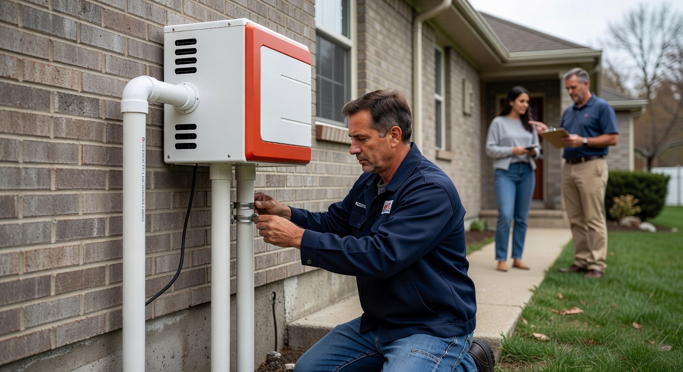 radon mitigation fan PVC pipe exterior installation