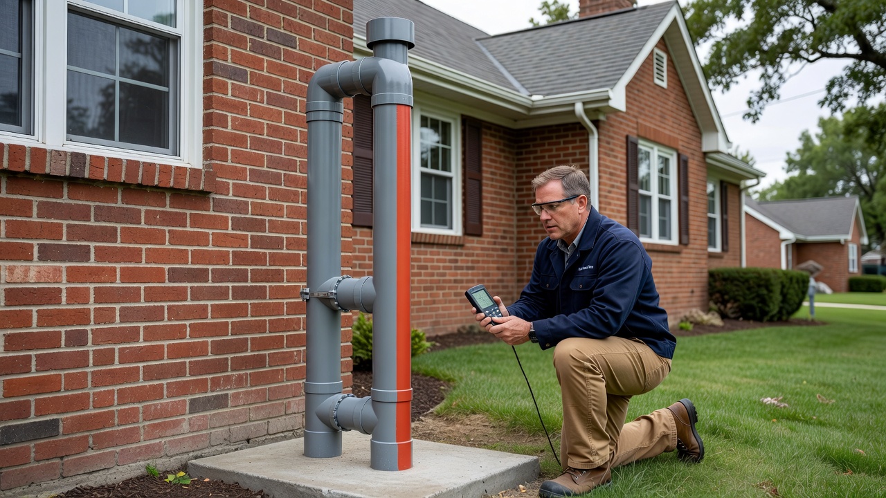 radon fan pipe exterior Ohio home installation