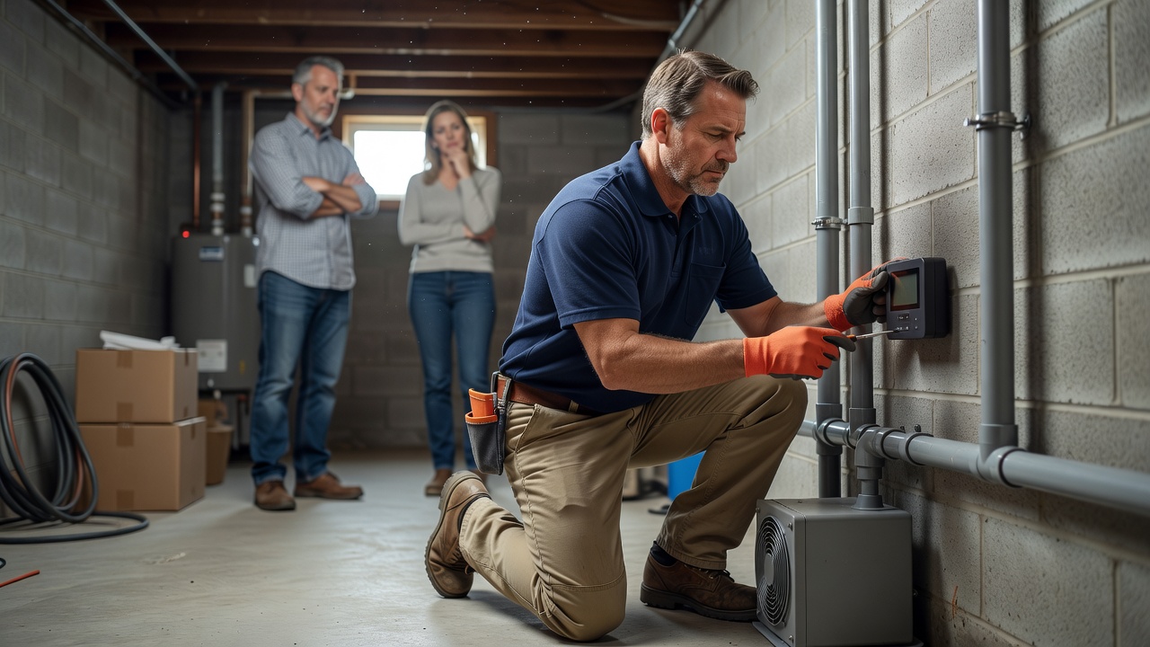 continuous radon monitor device installation home