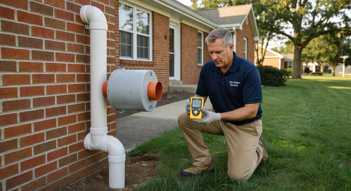radon mitigation fan exterior pipe residential house