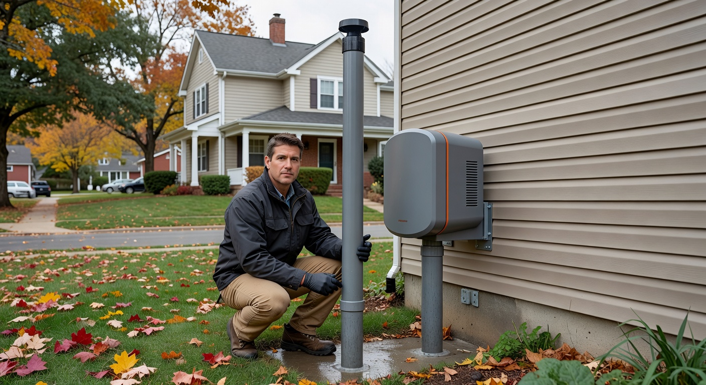radon fan exterior pipe house Ohio