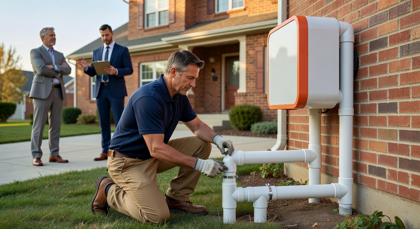 radon mitigation fan PVC pipe exterior house