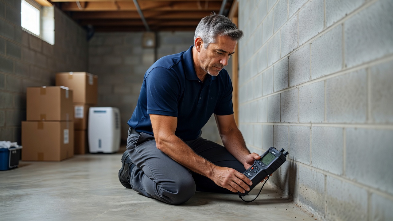 radon technician testing meter home inspection