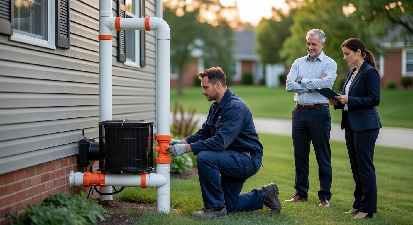 radon mitigation fan exterior pipe residential home