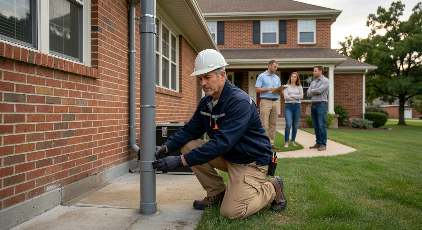 radon mitigation pipe exterior Ohio house professional install