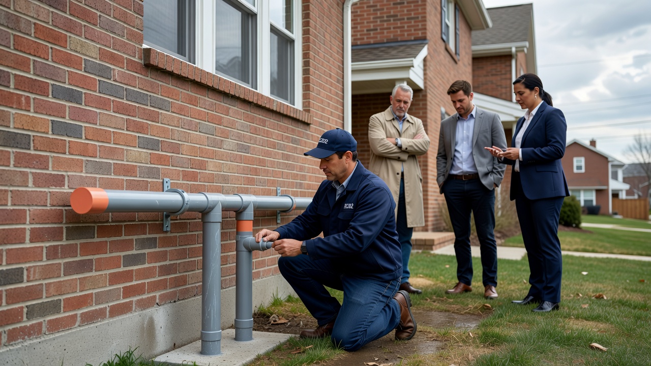 radon mitigation PVC pipe system exterior Ohio home