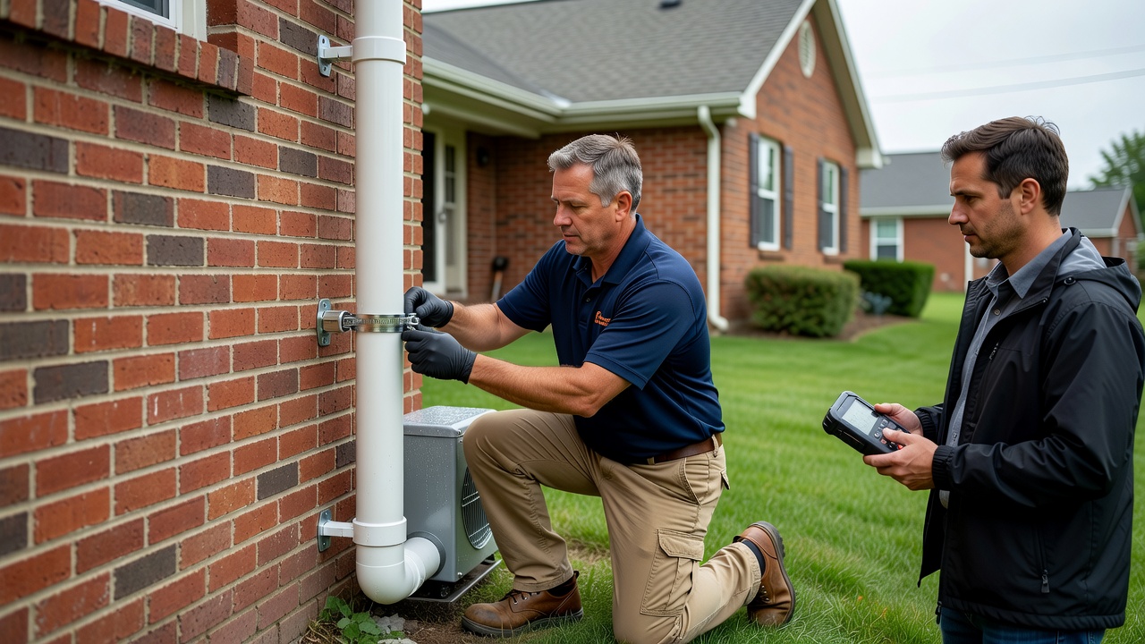 radon mitigation system PVC pipe exterior installation Ohio home