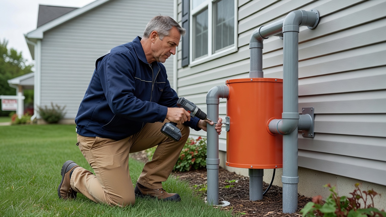 radon mitigation fan pipe exterior wall installation