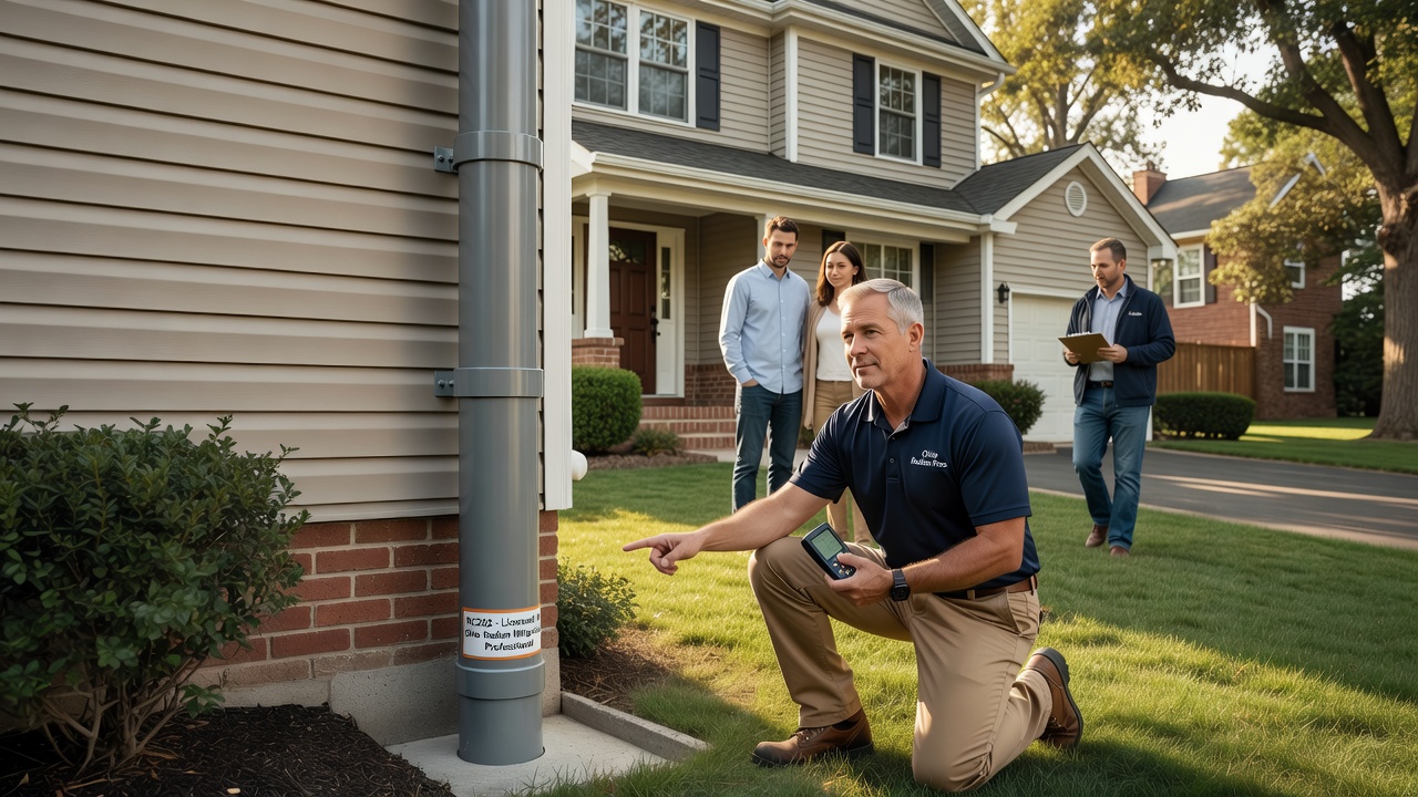 radon mitigation pipe exterior Ohio home