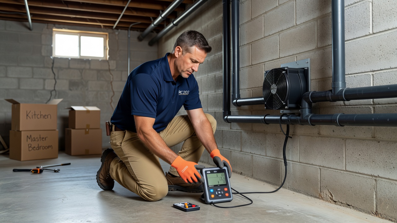 licensed radon professional inspecting Ohio home