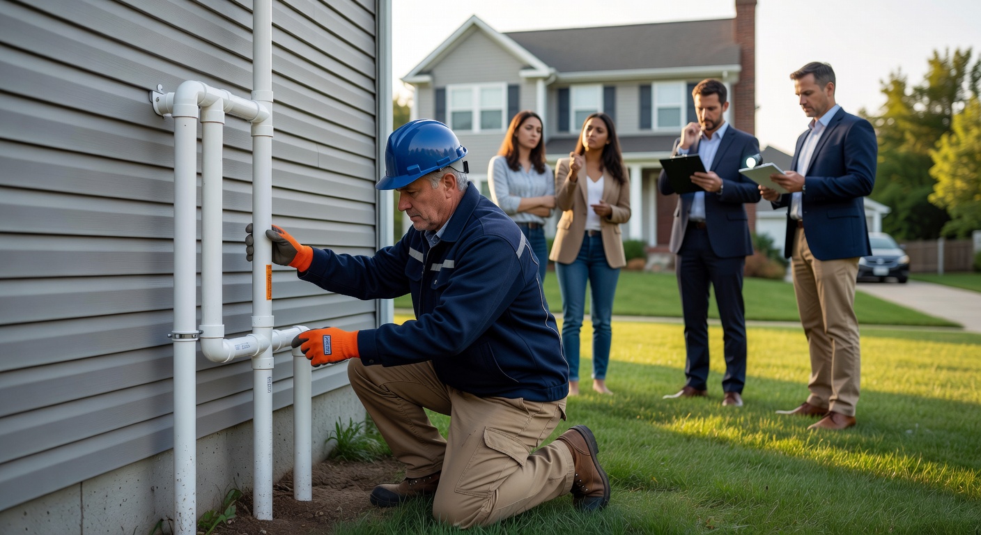 radon mitigation system PVC pipe exterior house