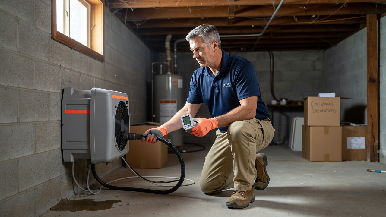 radon technician testing Portsmouth Ohio home