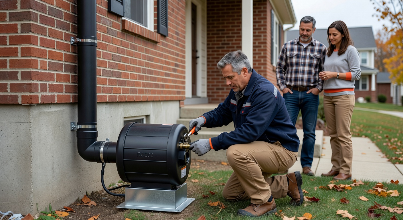 radon mitigation fan exterior pipe residential home