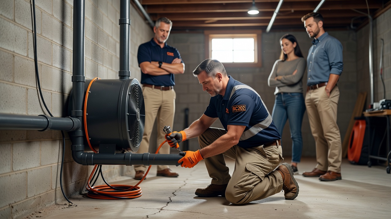 radon mitigation system installation basement Ohio home