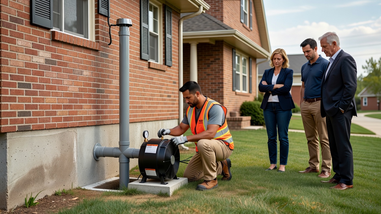 radon mitigation pipe fan exterior residential Ohio
