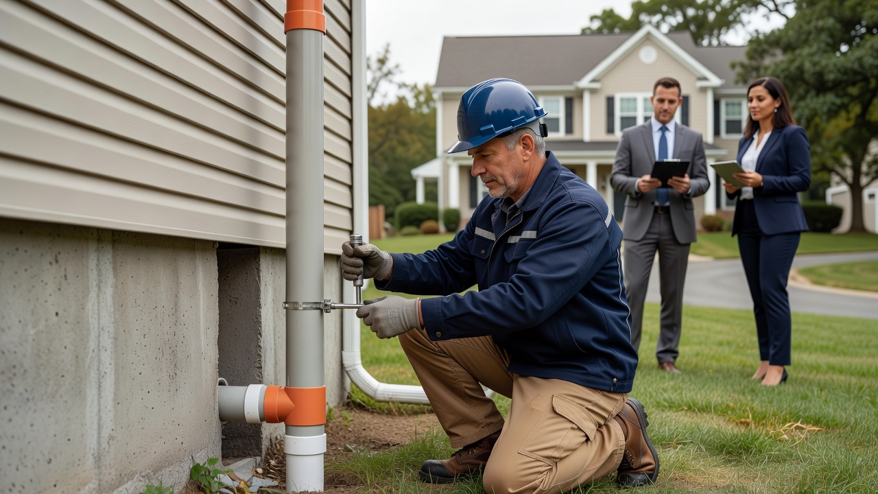 radon fan pipe exterior installation residential home