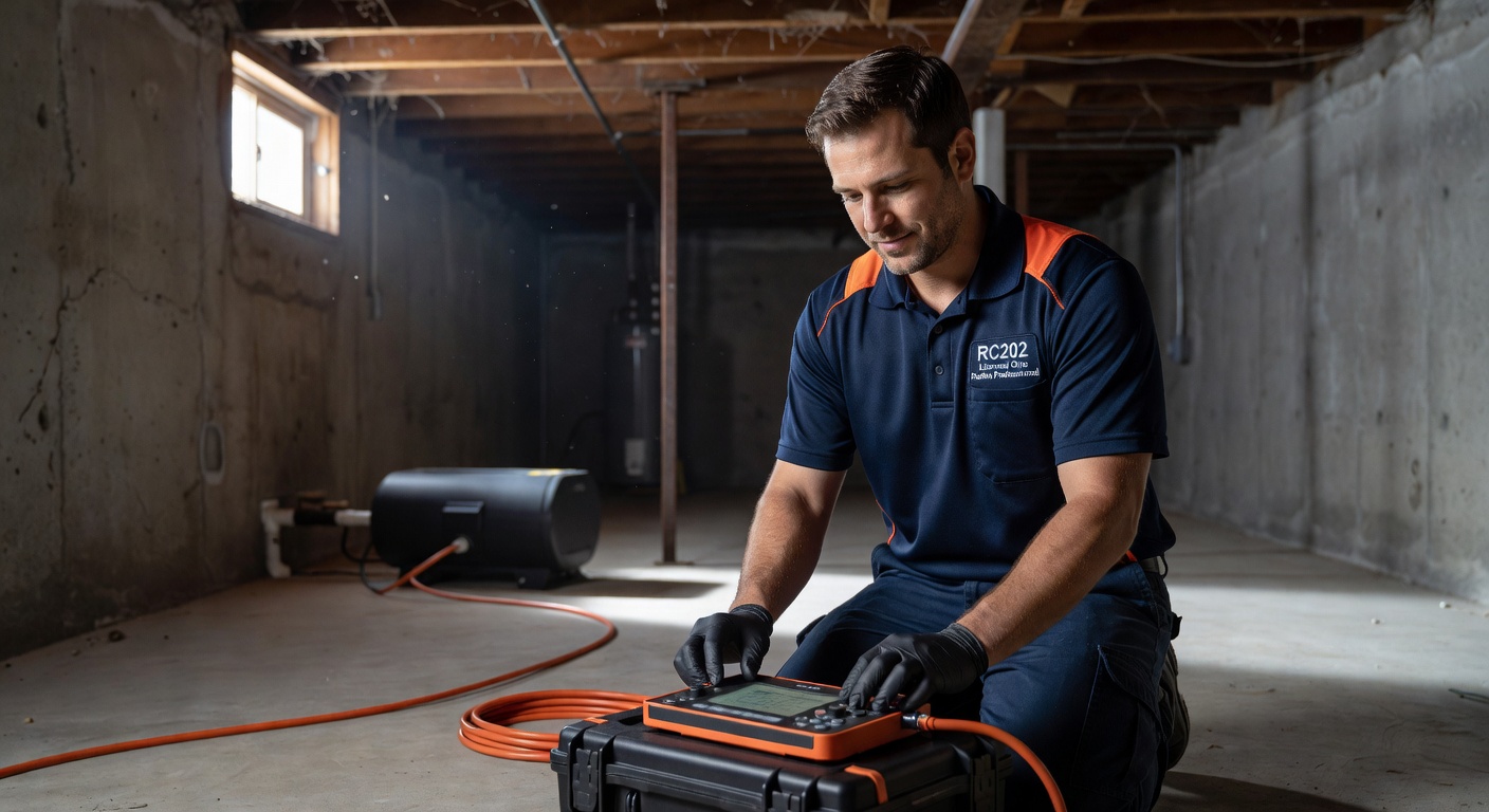 radon technician testing equipment Ohio basement diagnostic