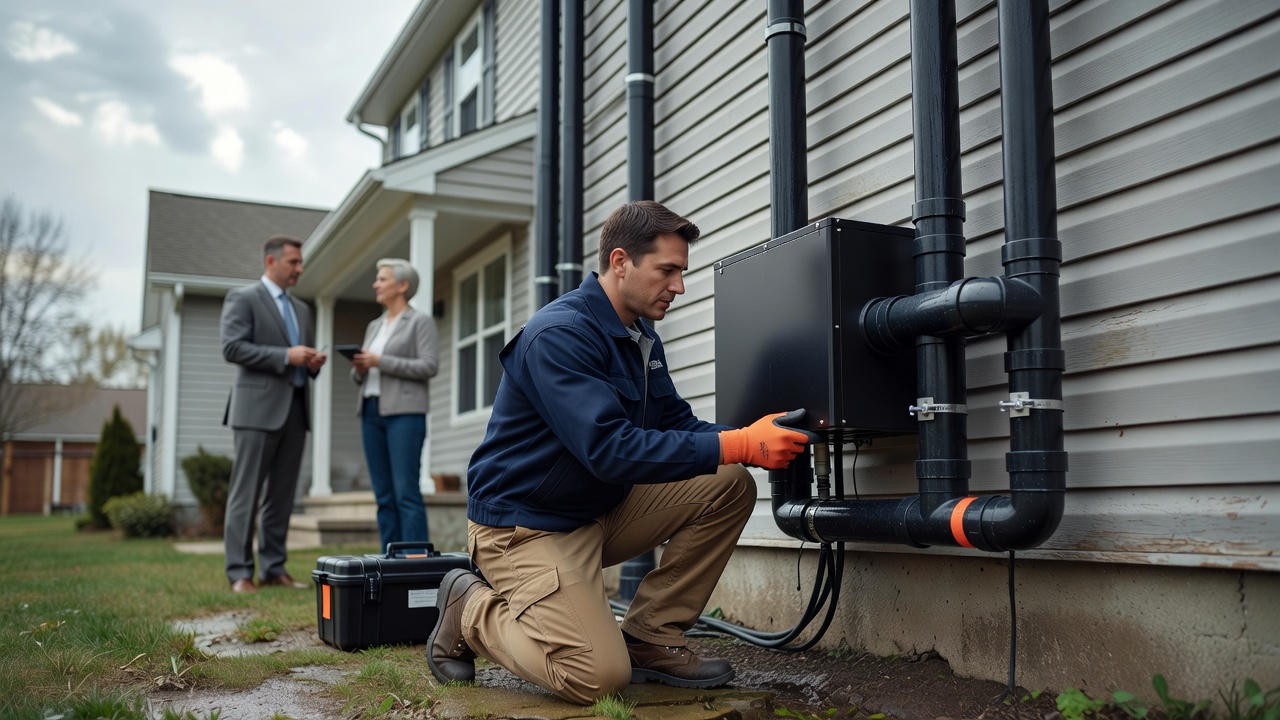 radon mitigation fan vent pipe exterior home