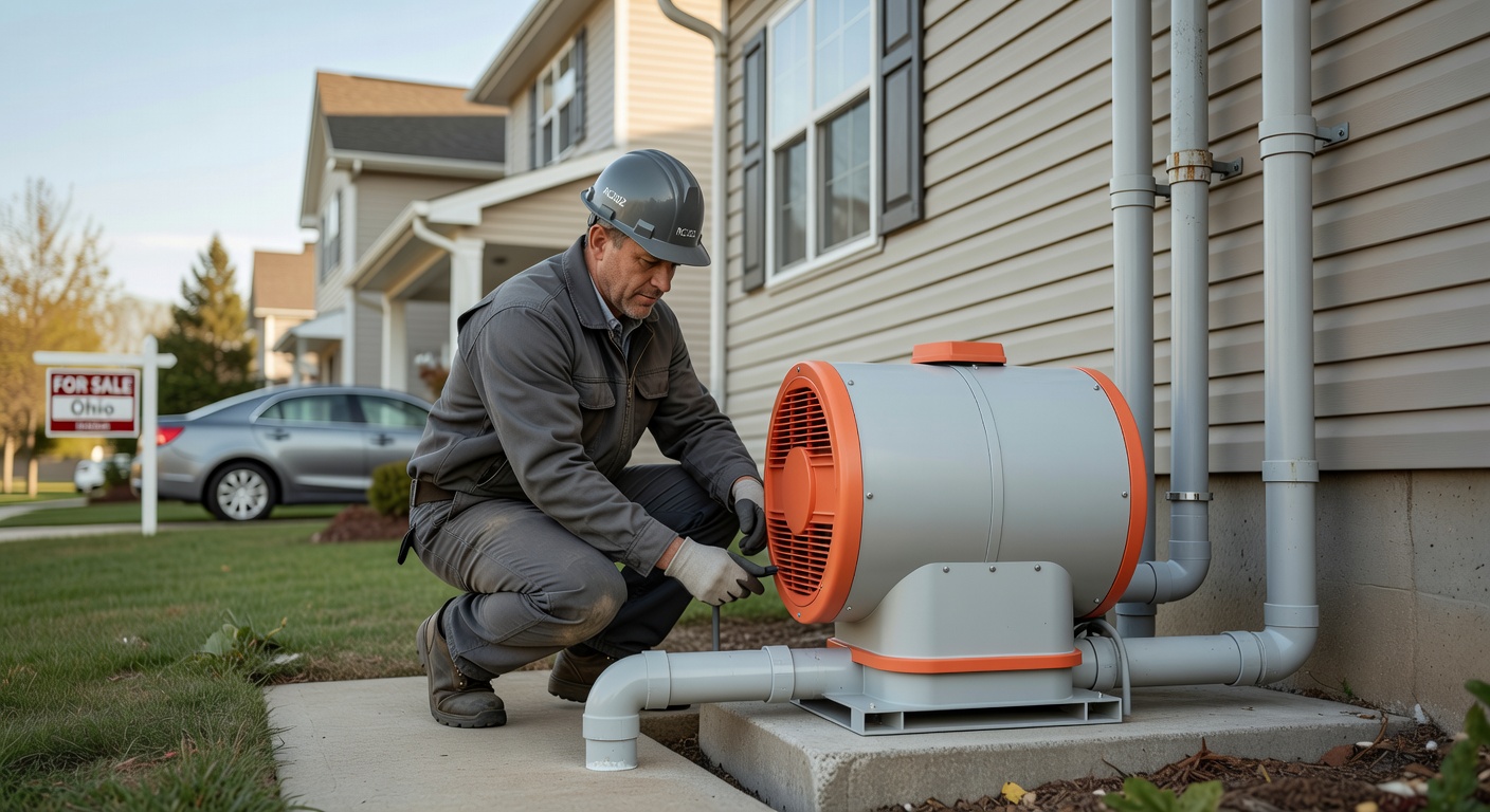 radon mitigation fan exterior PVC pipe house