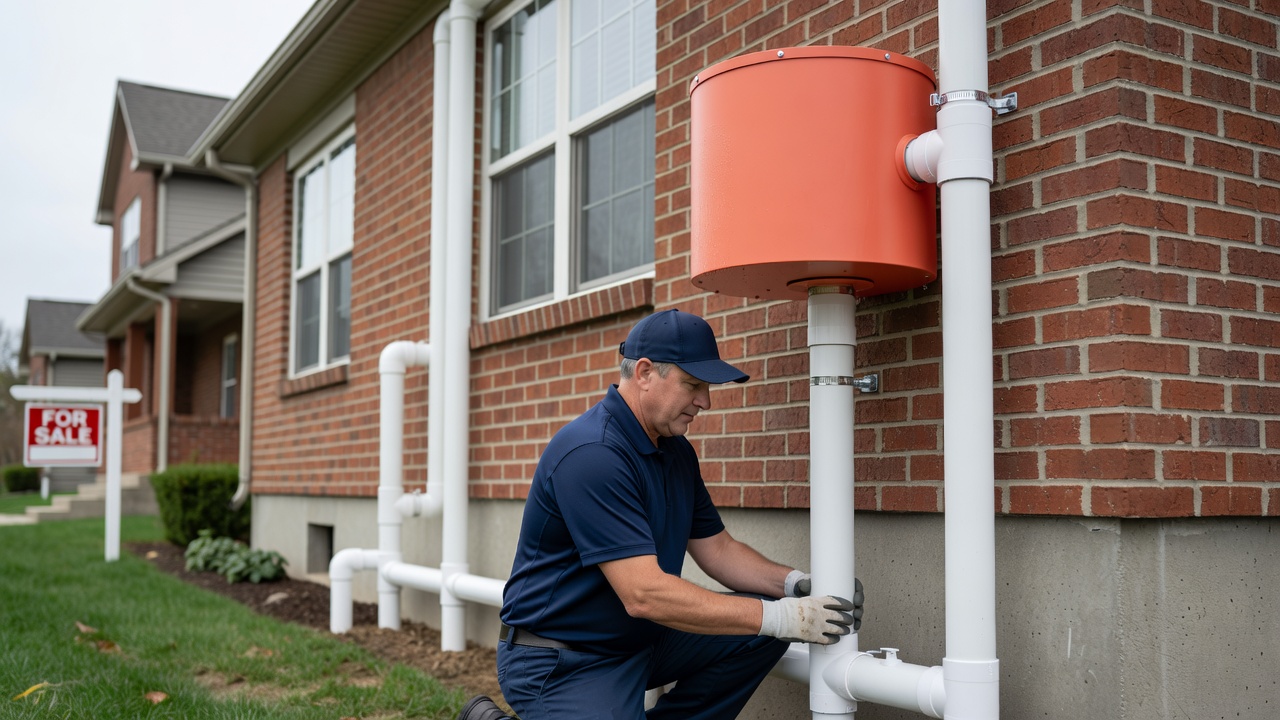 radon mitigation fan exterior PVC pipe house