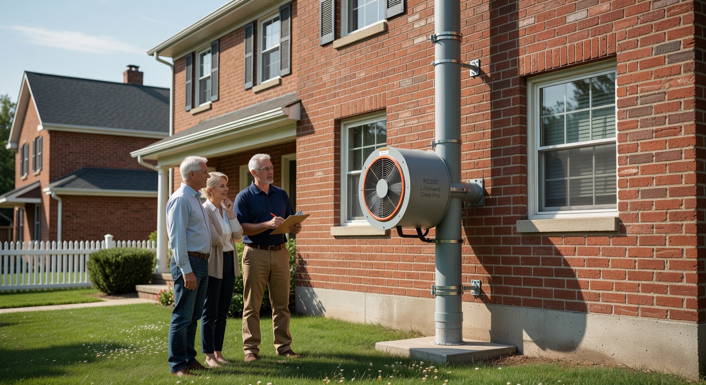 radon mitigation fan exterior pipe residential home