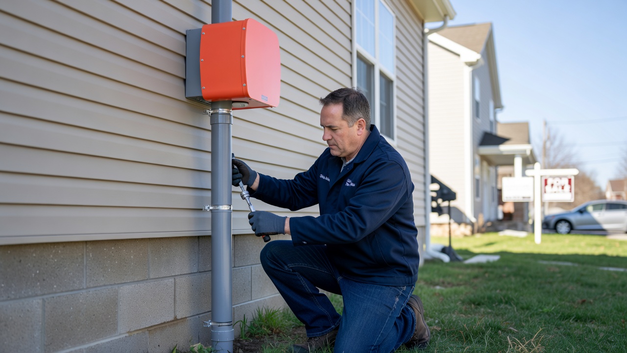 radon fan PVC pipe exterior installation residential