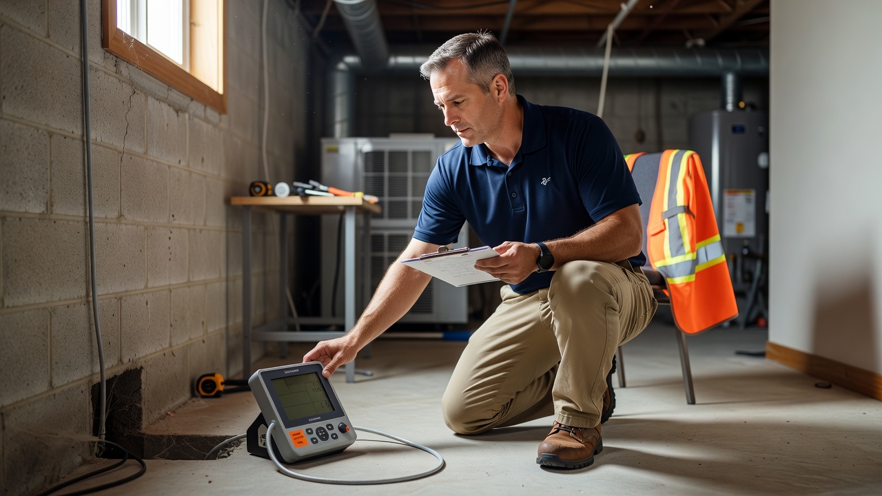 radon technician testing Ohio home