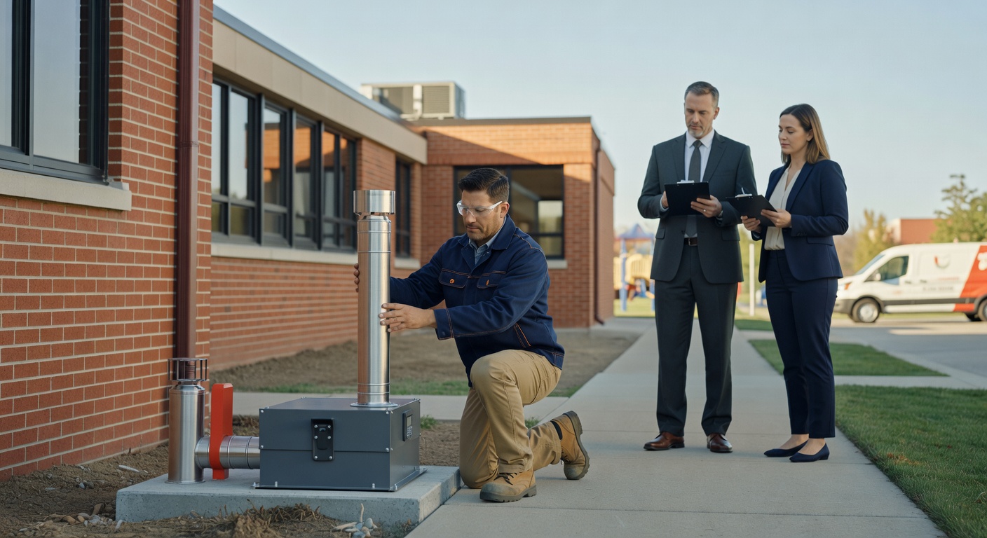 commercial radon mitigation system school building Ohio